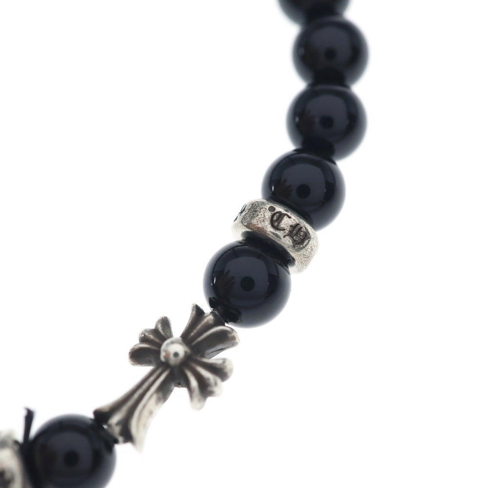 CHROME HEARTS(クロムハーツ) 6mm BEAD 6mmビーズブレス ファットクロス ブラック/シルバー