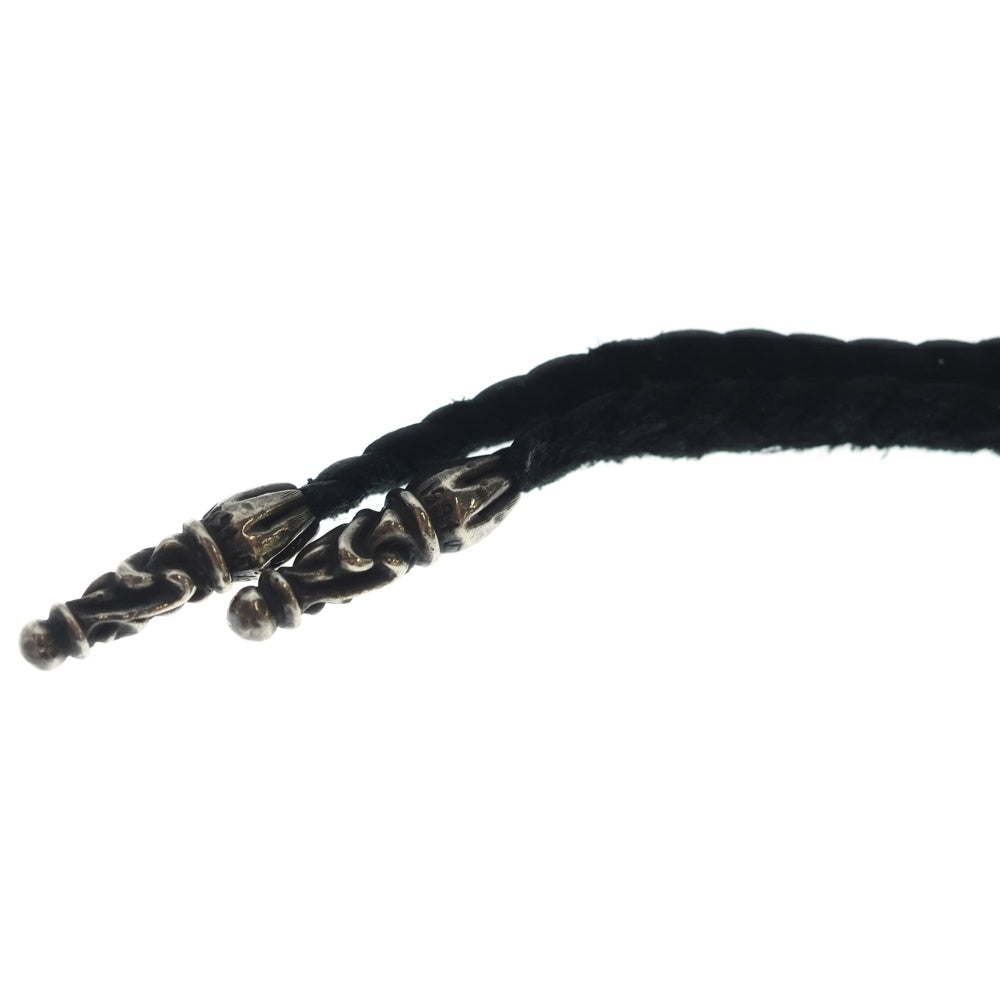 CHROME HEARTS(クロムハーツ) LEATHER BRAID SCROLL ネックレス レザーブレイドネックレス ブラック/シルバー BCA377