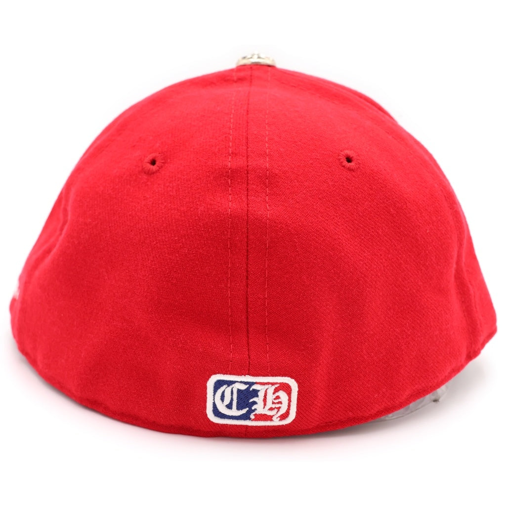 CHROME HEARTS(クロムハーツ) FITTED WOOL ACRYLIC SERGE ハートロゴ刺繍ベースボールキャップ レッド