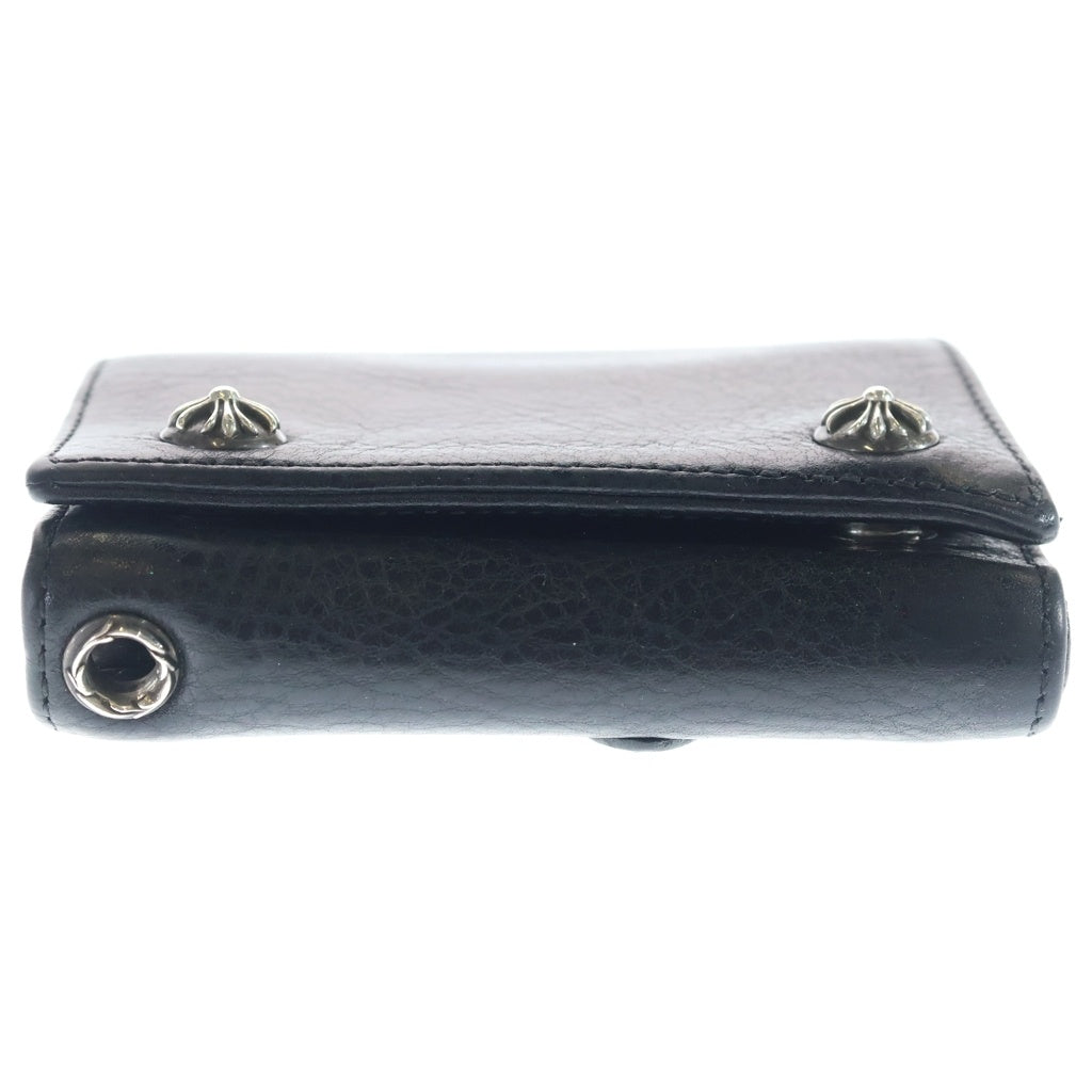 CHROME HEARTS(クロムハーツ) 3FOLD 3フォールド クロスボールボタン クロスパッチ レザーウォレット 財布 ブラック