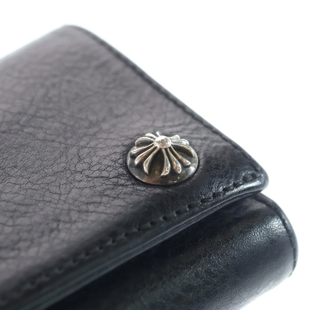 CHROME HEARTS(クロムハーツ) 3FOLD 3フォールド クロスボールボタン クロスパッチ レザーウォレット 財布 ブラック