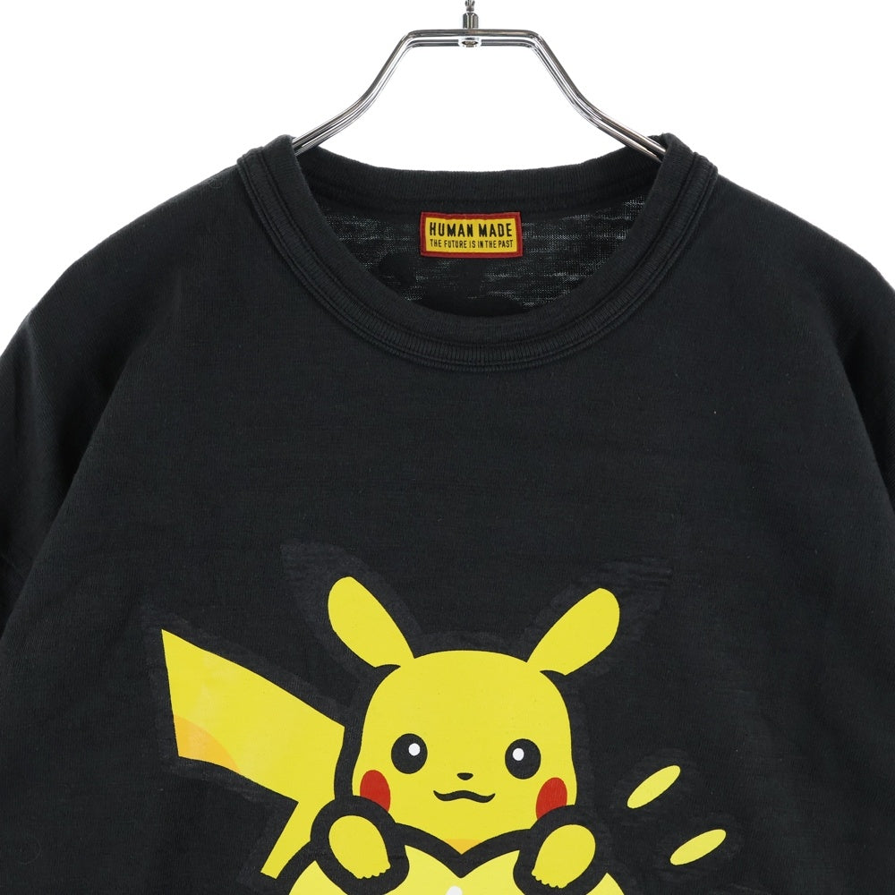 HUMAN MADE(ヒューマンメイド) ×POKEMON ポケモン フロントプリント クルーネック 半袖Tシャツ ブラック/イエロー