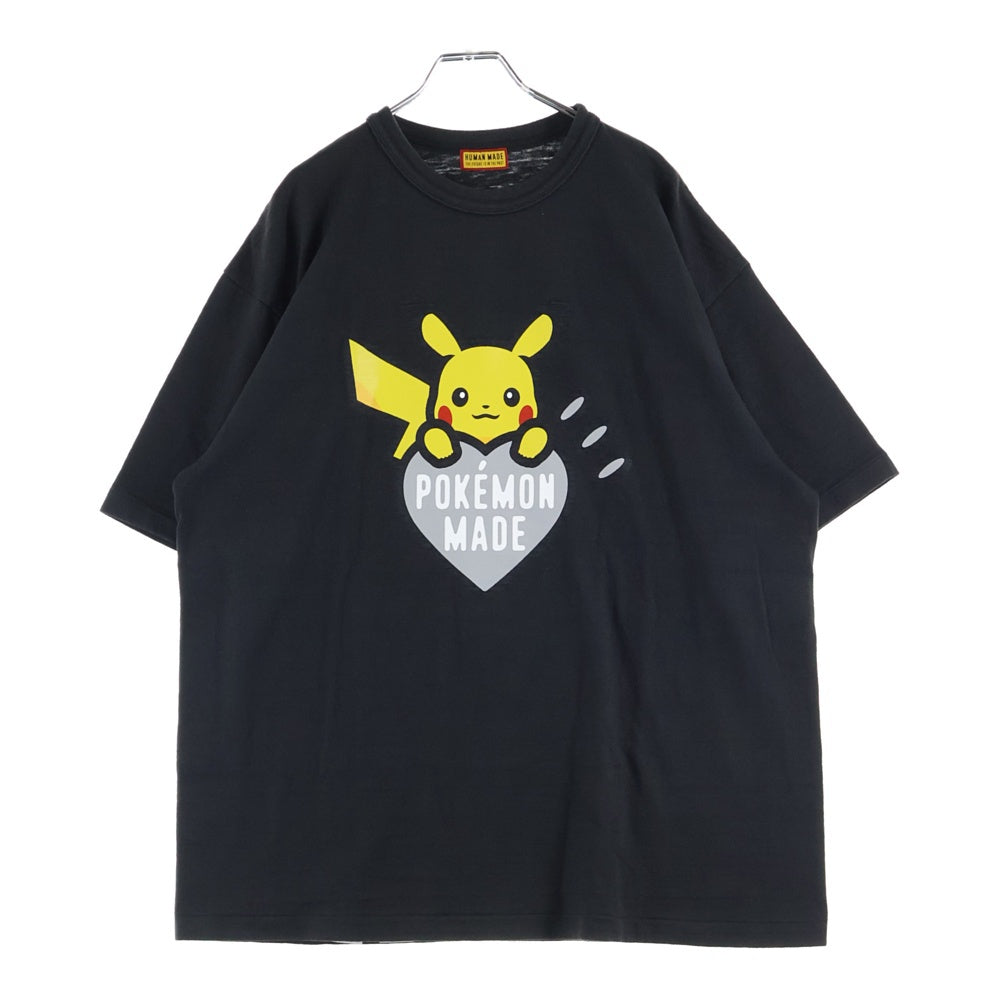 HUMAN MADE(ヒューマンメイド) ×POKEMON ポケモン フロントプリント クルーネック 半袖Tシャツ ブラック/グレー