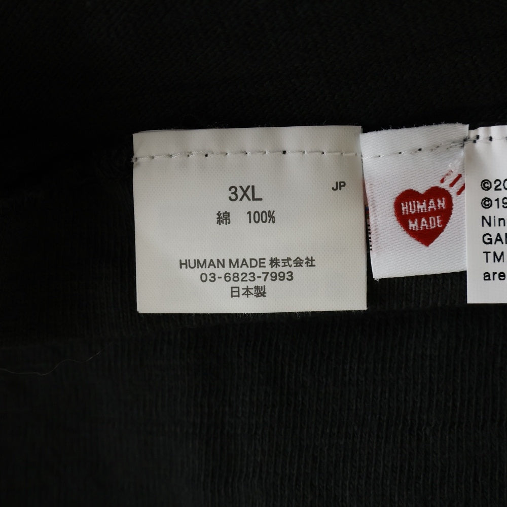 HUMAN MADE(ヒューマンメイド) ×POKEMON ポケモン フロントプリント クルーネック 半袖Tシャツ ブラック/パープル