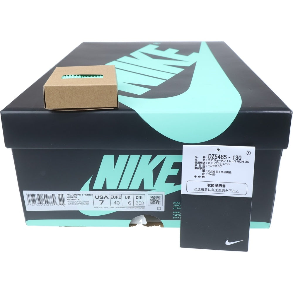 NIKE(ナイキ) AIR JORDAN 1 HIGH OG GREEN GLOW DZ5485-130 エアジョーダン ハイオージー グリーングロウ ハイカットスニーカー US7/25.0cm グリーン