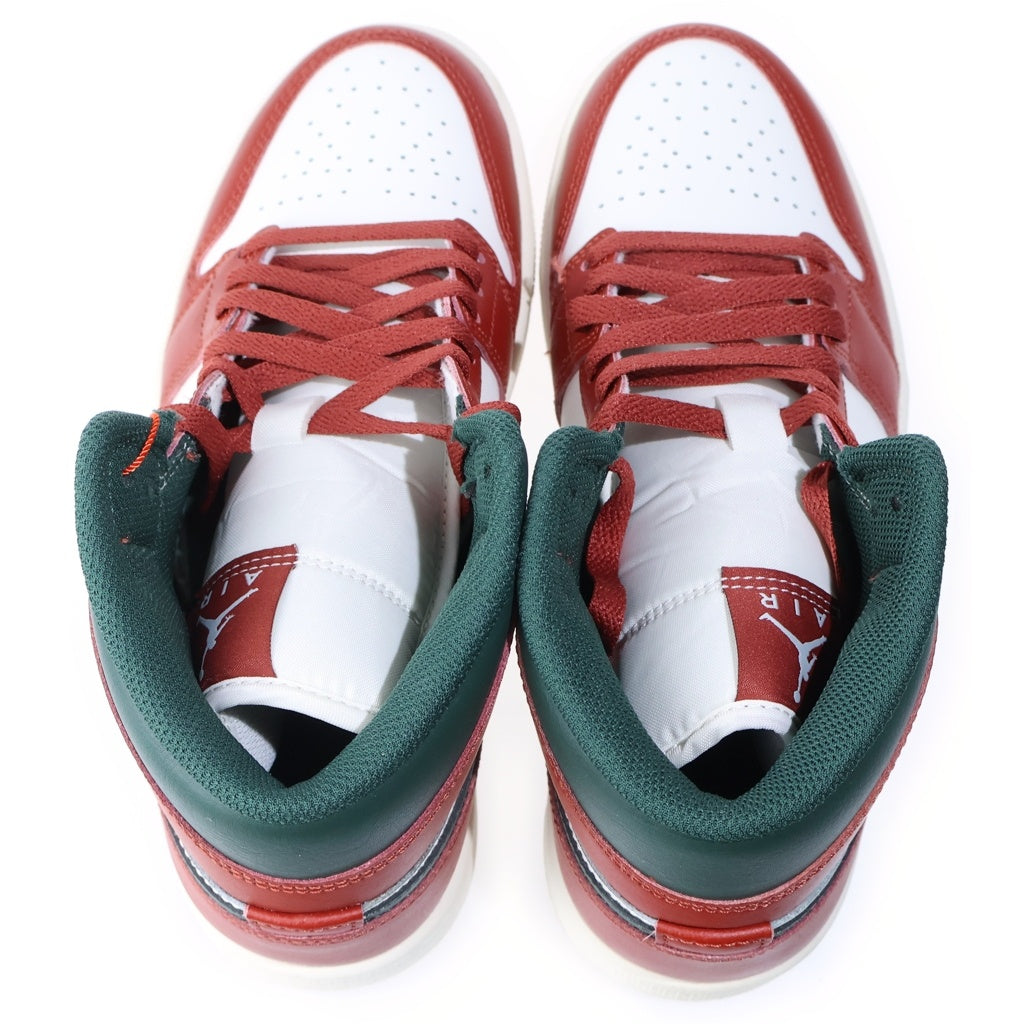 NIKE(ナイキ) AIR JORDAN 1 MID SAIL/PURE PLATINUM/REDSTONE/MIDNIGHT GREEN DQ8426-105 エアジョーダン1 ミッド ローカットスニーカー ホワイト/レッド US7.5/25.5cm