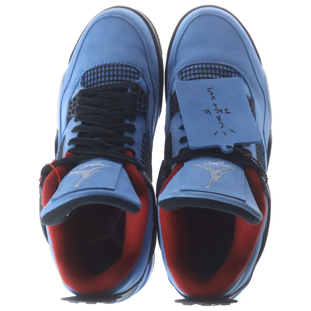 NIKE(ナイキ) ×TRAVIS SCOTT AIR JORDAN4 RETRO CACTUSJACK UNIVERSITYBLUE 308497-406 トラヴィススコット エアジョーダン4 レトロ ハイカットスニーカー US9.5/27.5cm