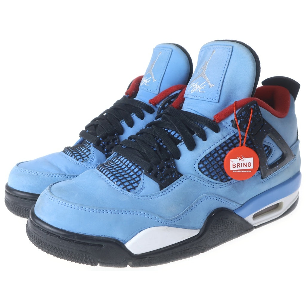 NIKE(ナイキ) ×TRAVIS SCOTT AIR JORDAN4 RETRO CACTUSJACK UNIVERSITYBLUE 308497-406 トラヴィススコット エアジョーダン4 レトロ ハイカットスニーカー US9/27.0cm ブルー