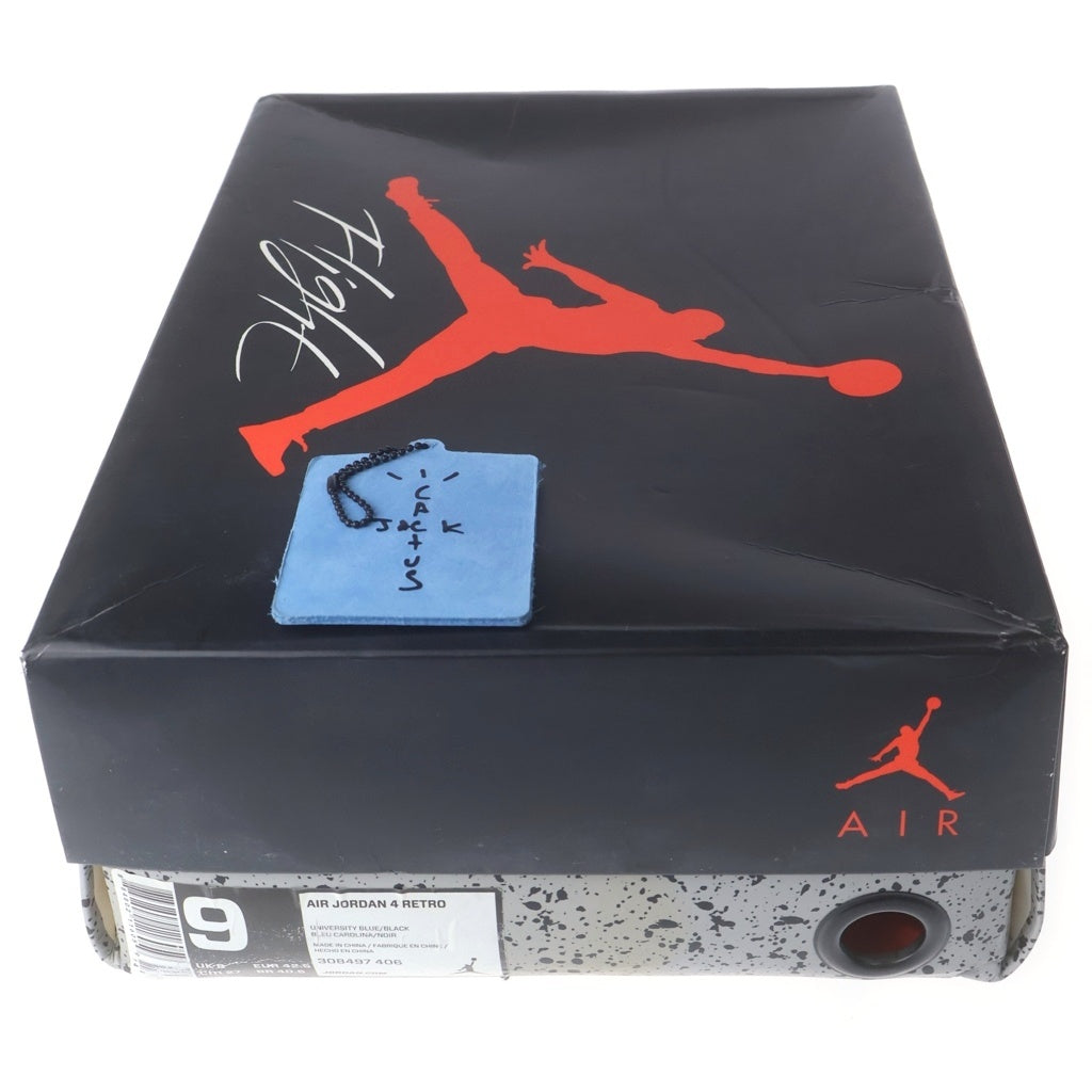 NIKE(ナイキ) ×TRAVIS SCOTT AIR JORDAN4 RETRO CACTUSJACK UNIVERSITYBLUE 308497-406 トラヴィススコット エアジョーダン4 レトロ ハイカットスニーカー US9/27.0cm ブルー