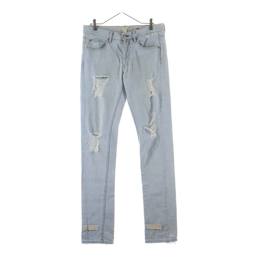 OFF-WHITE(オフホワイト) Striped Distressed Jeans ストライプト ディストレスト ダメージジーンズ OMYA062S20386022 インディゴ