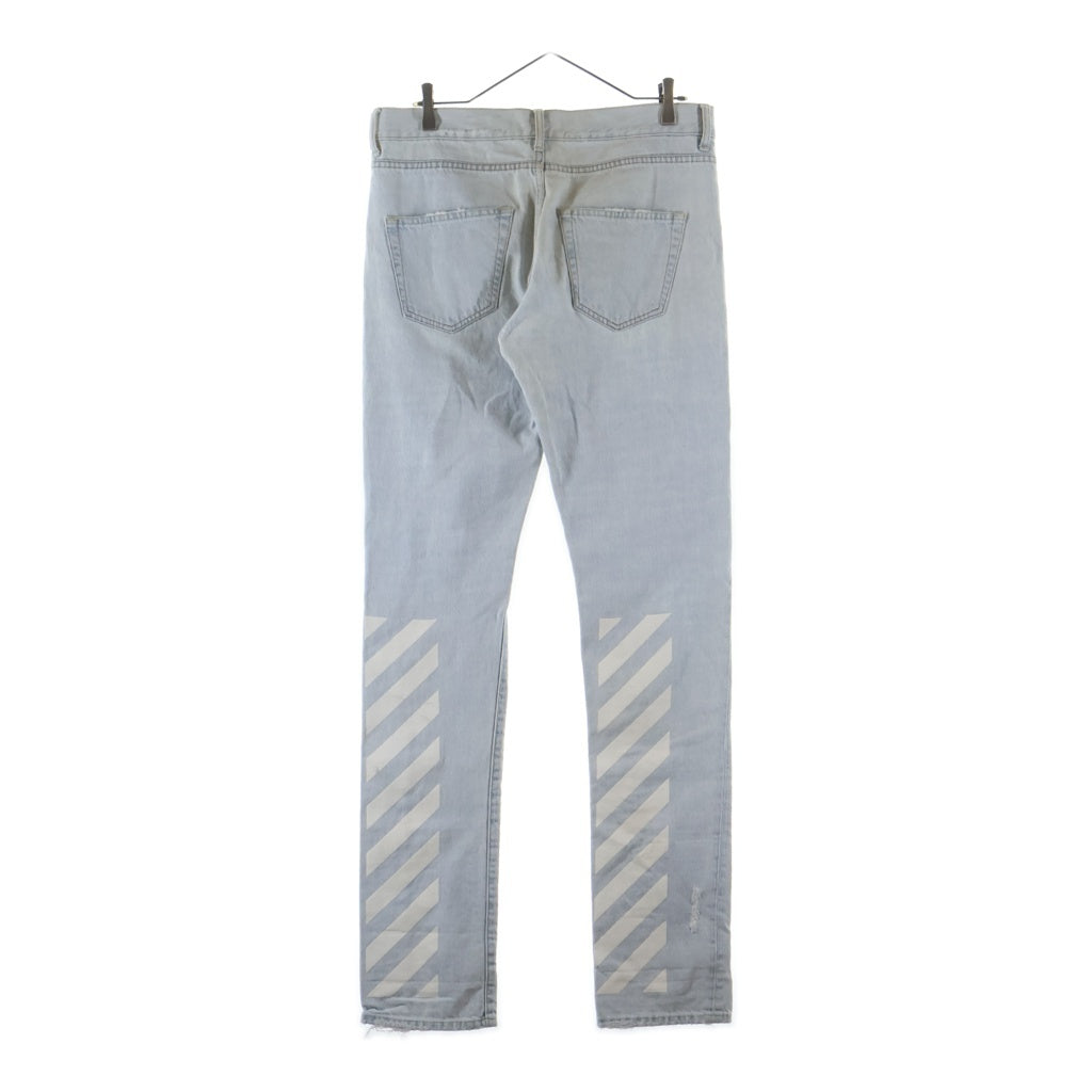 OFF-WHITE(オフホワイト) Striped Distressed Jeans ストライプト ディストレスト ダメージジーンズ OMYA062S20386022 インディゴ