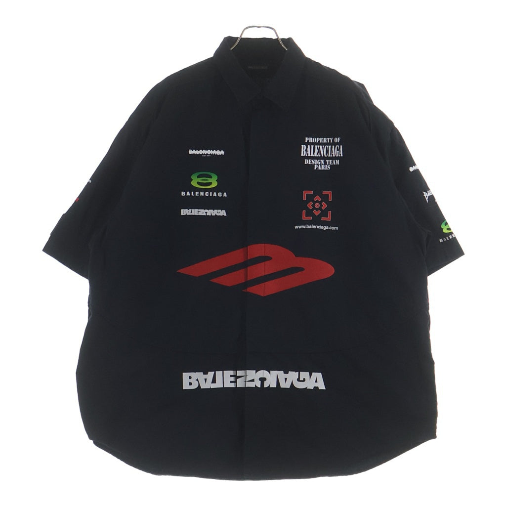BALENCIAGA(バレンシアガ) Gamer Shirt ゲーマーシャツ 半袖ロゴ刺繍シャツ 751458 TKP27 ブラック