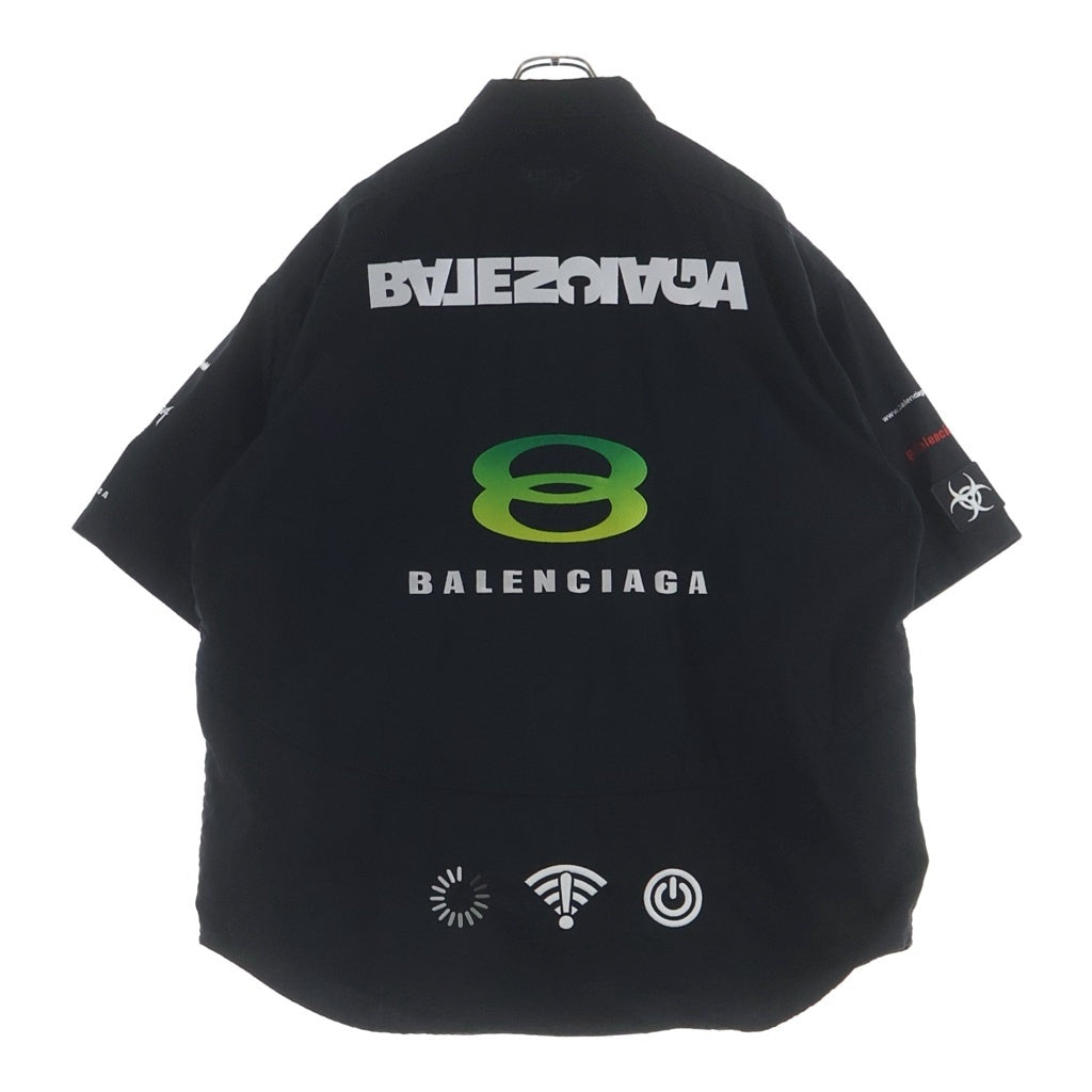 BALENCIAGA(バレンシアガ) Gamer Shirt ゲーマーシャツ 半袖ロゴ刺繍シャツ 751458 TKP27 ブラック