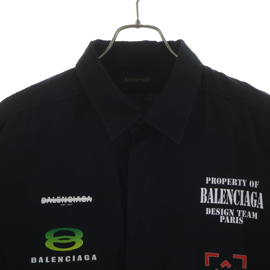 BALENCIAGA(バレンシアガ) Gamer Shirt ゲーマーシャツ 半袖ロゴ刺繍シャツ 751458 TKP27 ブラック