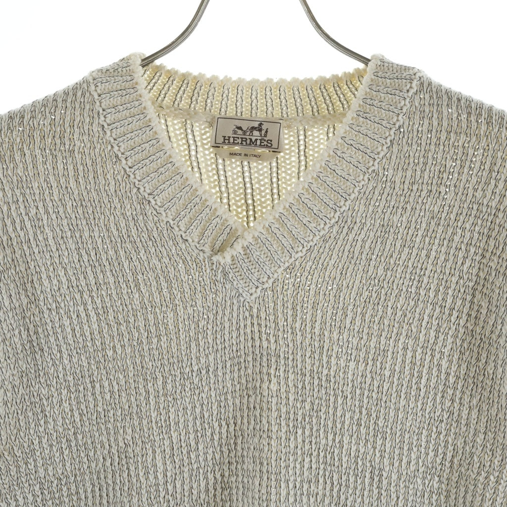 HERMES(エルメス) Knit vest ナイロンケーブルニットベスト ホワイト