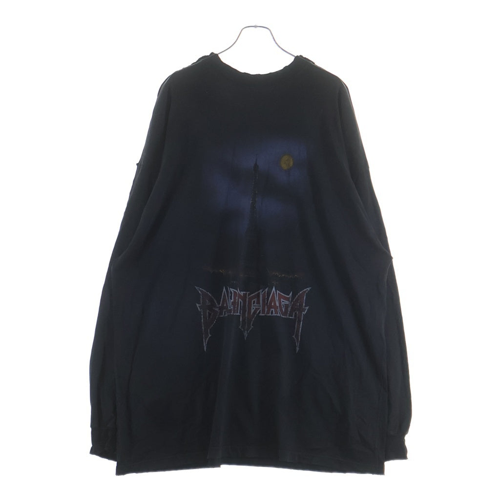 BALENCIAGA(バレンシアガ) 24AW ZL/S Double Front T-Shirts パリムーンプリント ロングスリーブ 長袖Tシャツカットソー 791613 TQVY2 ブラック