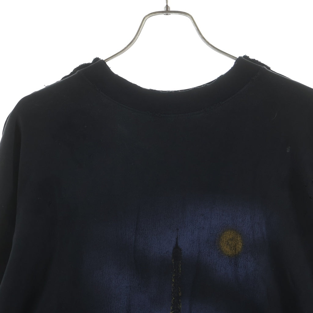 BALENCIAGA(バレンシアガ) 24AW ZL/S Double Front T-Shirts パリムーンプリント ロングスリーブ 長袖Tシャツカットソー 791613 TQVY2 ブラック