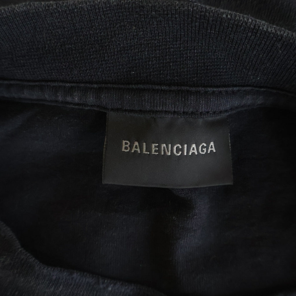 BALENCIAGA(バレンシアガ) GREY Long sleeve T-shirt ロングスリーブロゴ 長袖Tシャツ 850420 TTVE5 ブラック