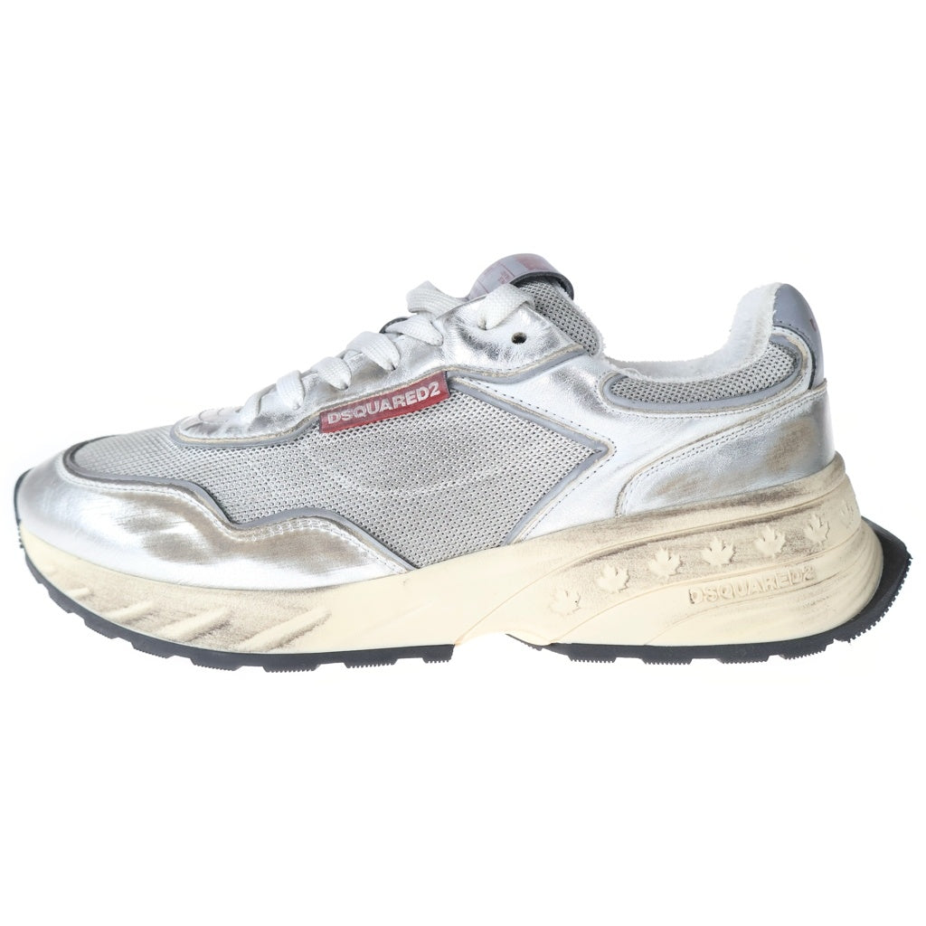 DSQUARED2(ディースクエアード) Sprinter Sneakers SNW0281347081852137 ヴィンテージ加工 ローカットスニーカー シルバー 42.5