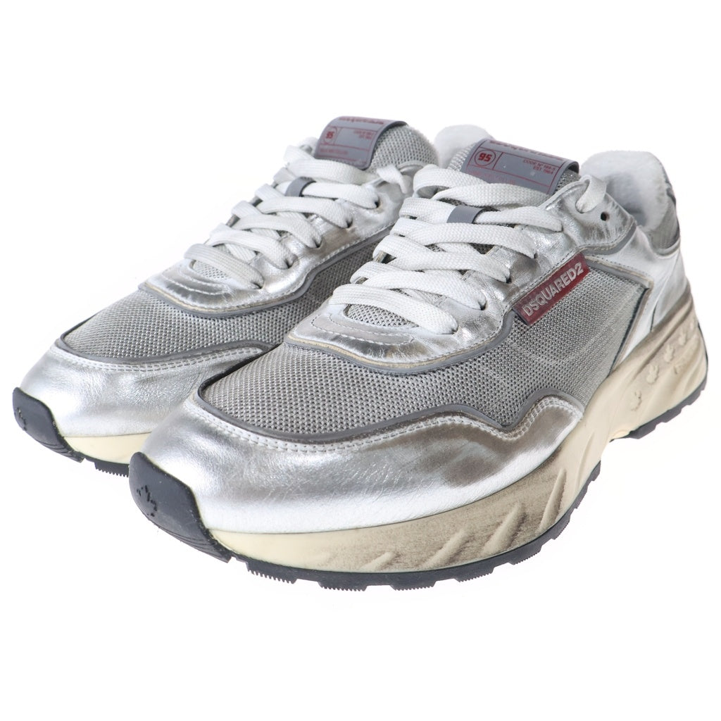 DSQUARED2(ディースクエアード) Sprinter Sneakers SNW0281347081852137 ヴィンテージ加工 ローカットスニーカー シルバー 42.5
