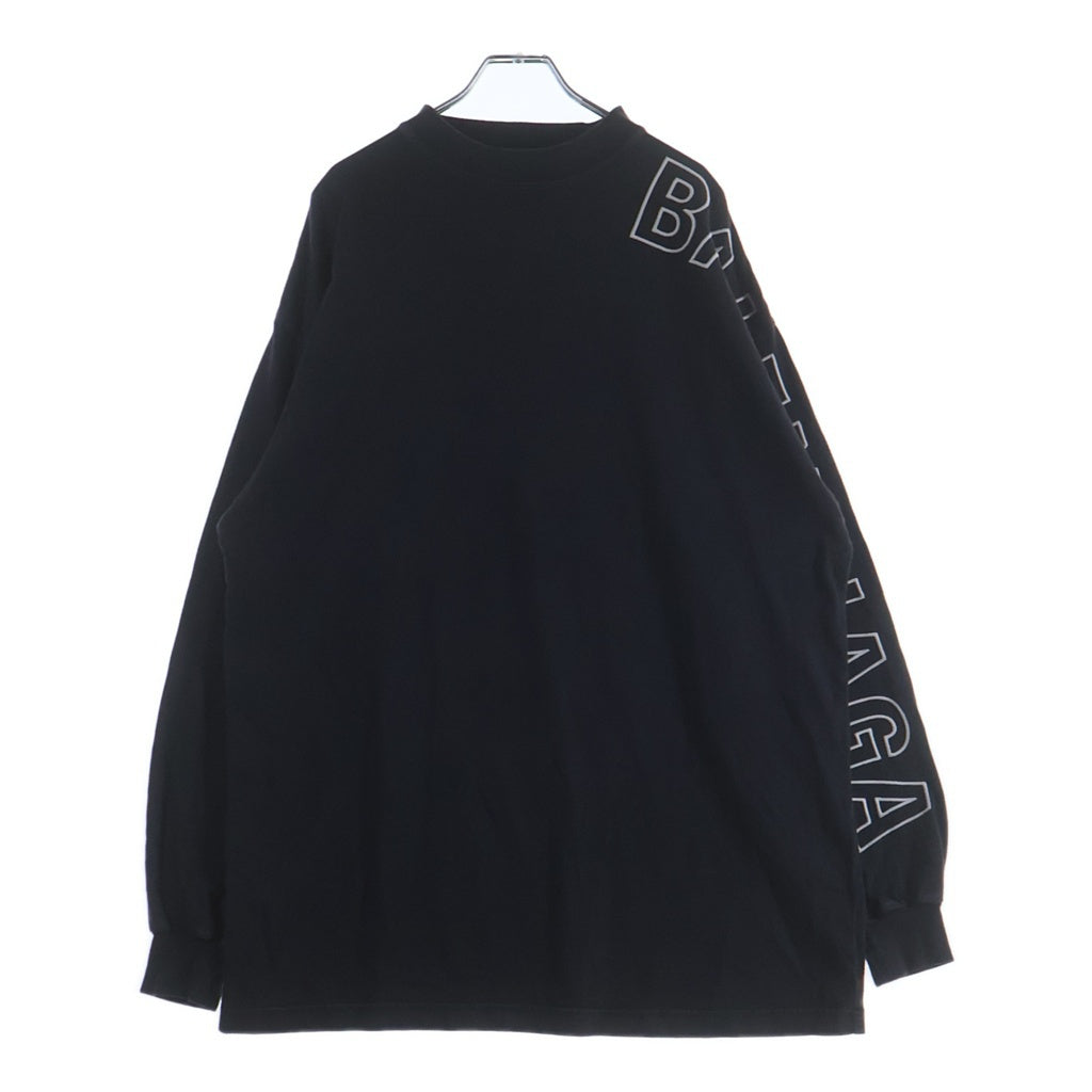 BALENCIAGA(バレンシアガ) 23AW ユーズド加工アームロゴ刺繍ロングスリーブ長袖Tシャツ ブラック 739027