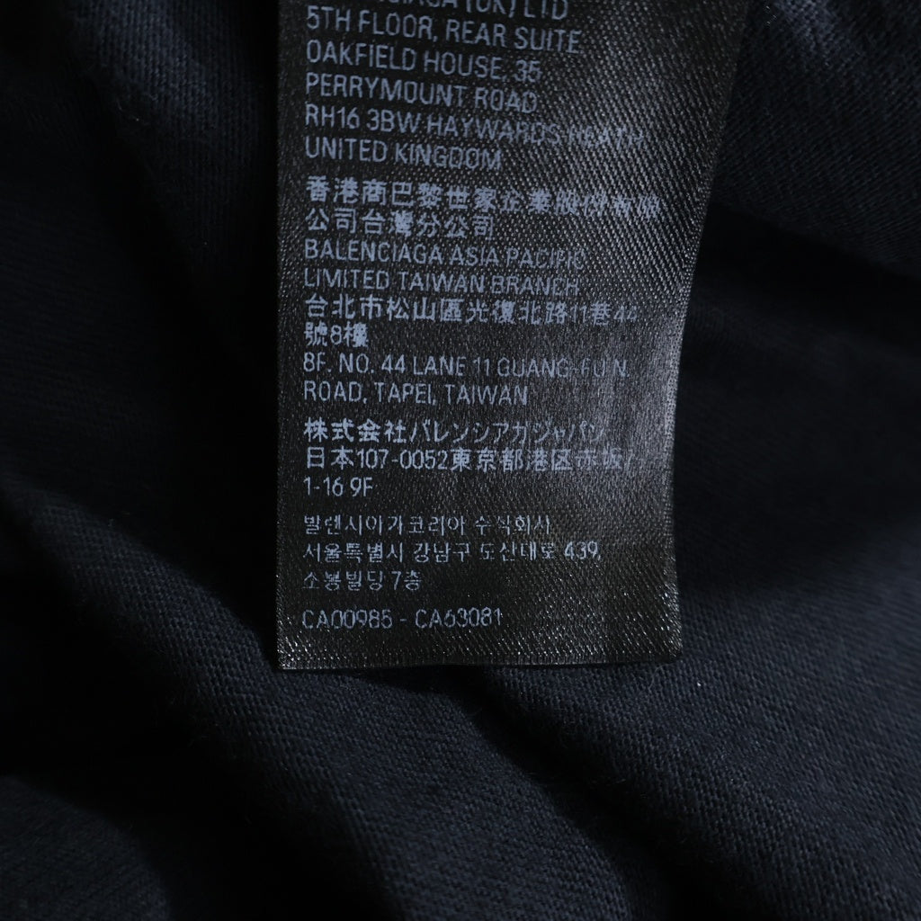 BALENCIAGA(バレンシアガ) 23AW ユーズド加工アームロゴ刺繍ロングスリーブ長袖Tシャツ ブラック 739027