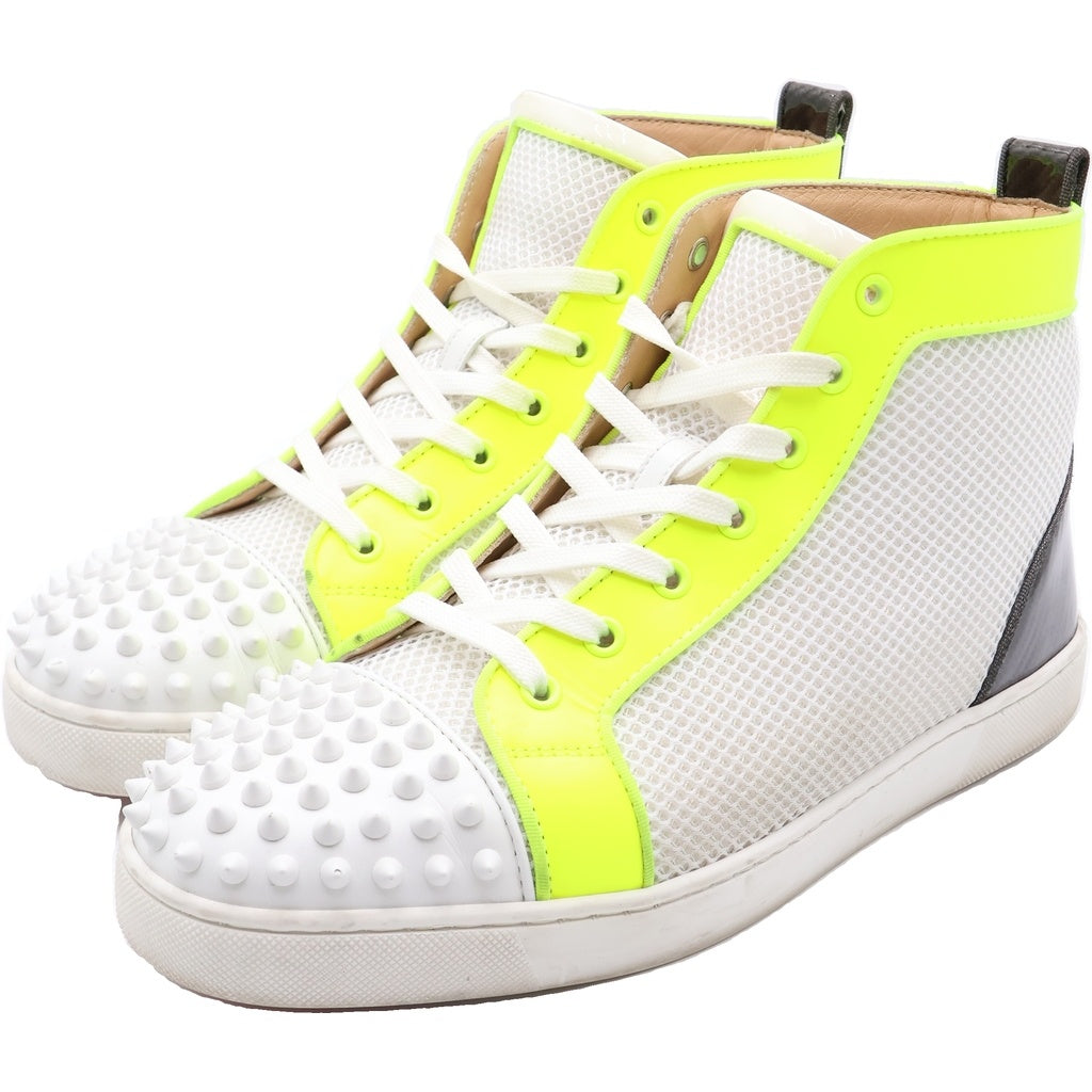 CHRISTIAN LOUBOUTIN(クリスチャンルブタン) スパイクスタッズ ハイカットスニーカー ホワイト/ネオン 42.5