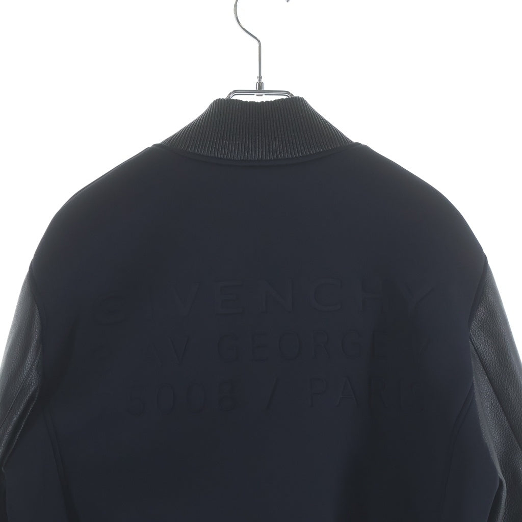 GIVENCHY ジバンシィ レザー切替エンボスバックロゴボンバージャケット ブルゾン ブラック BM00K960TF GIVENCHY(ジバンシィ) レザー切替エンボスバックロゴボンバー