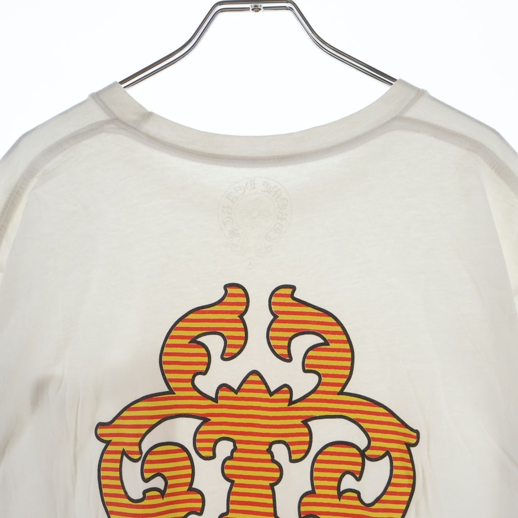 CHROME HEARTS(クロムハーツ) Striped Dagger Tee ダガー 胸ポケットバックプリント 半袖Tシャツ ホワイト