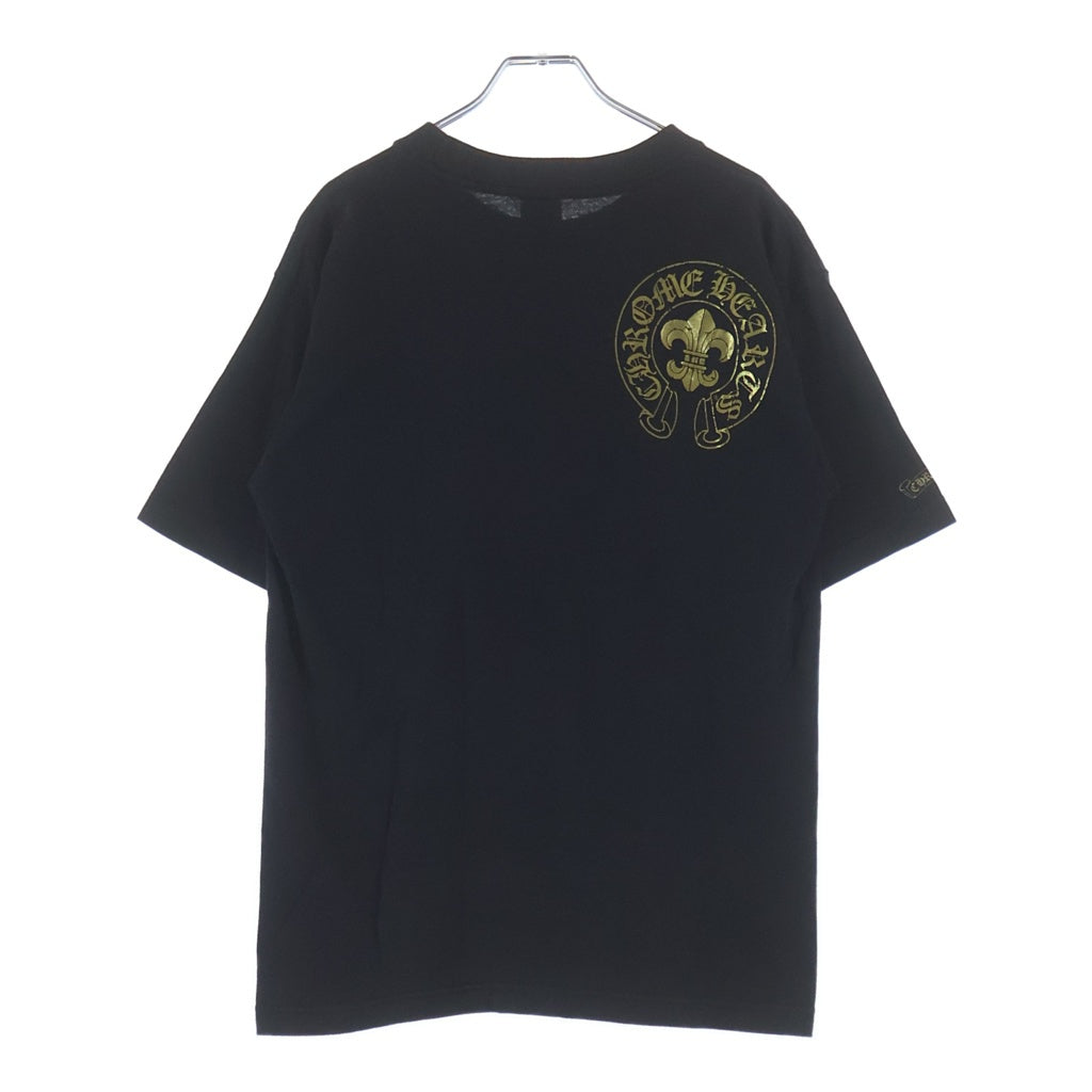 CHROME HEARTS(クロムハーツ) 総柄ヴァインダガー 胸ポケット 半袖Tシャツ ブラック/ゴールド