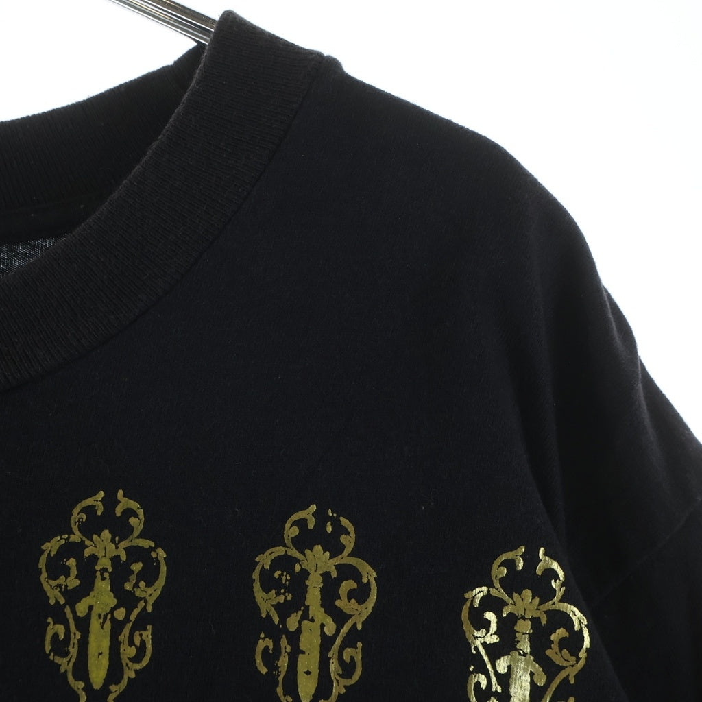 CHROME HEARTS(クロムハーツ) 総柄ヴァインダガー 胸ポケット 半袖Tシャツ ブラック/ゴールド