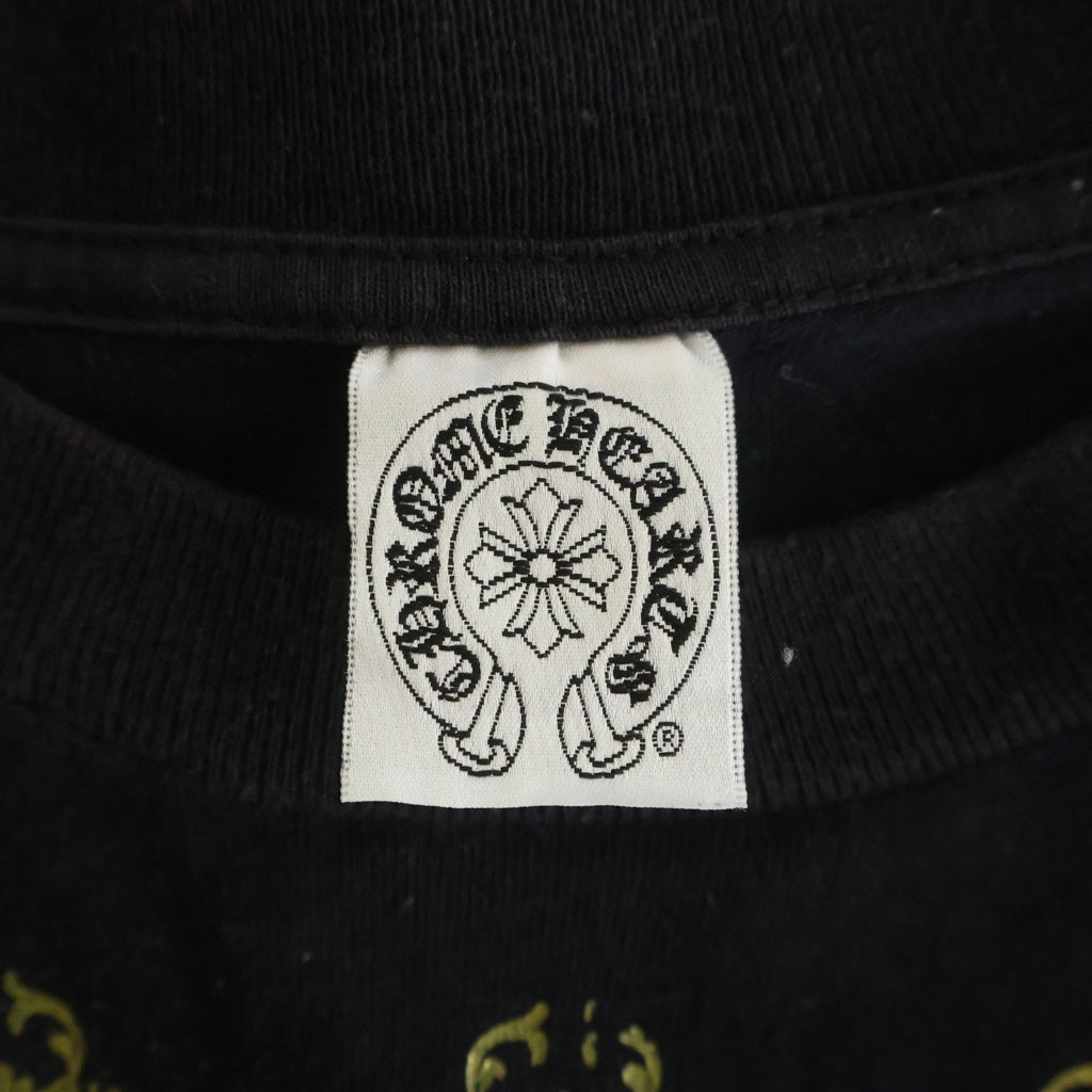 CHROME HEARTS(クロムハーツ) 総柄ヴァインダガー 胸ポケット 半袖Tシャツ ブラック/ゴールド