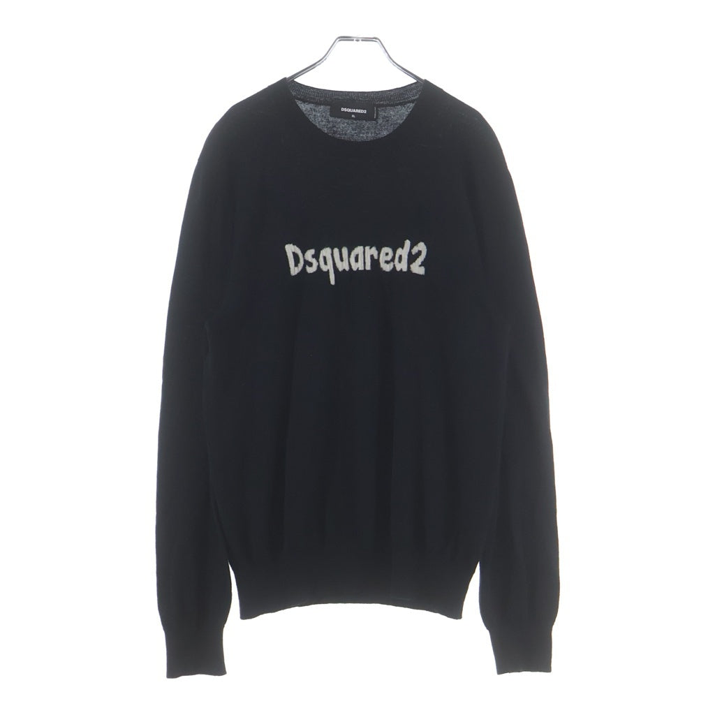 DSQUARED2(ディースクエアード) CARTOON PULLOVER センターロゴ 長袖ニット S71HA1173 ブラック