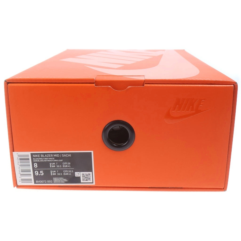 NIKE(ナイキ) ×SACAI BLAZER MID BV0072-002 サカイ ブレザー ミッドカットスニーカー US8/26.0cm ブラック/ホワイト