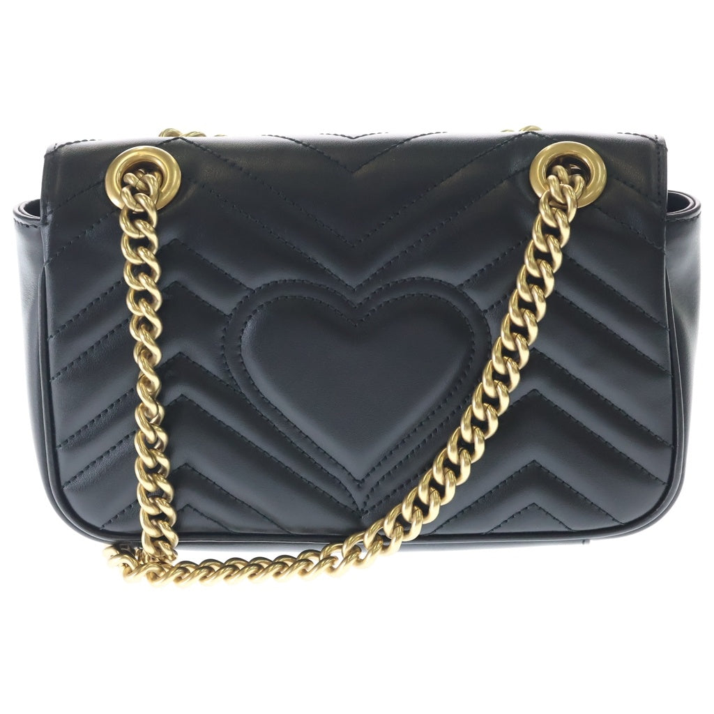 GUCCI(グッチ) GGマーモント レザー チェーンショルダーバッグ ブラック 446744 レディース