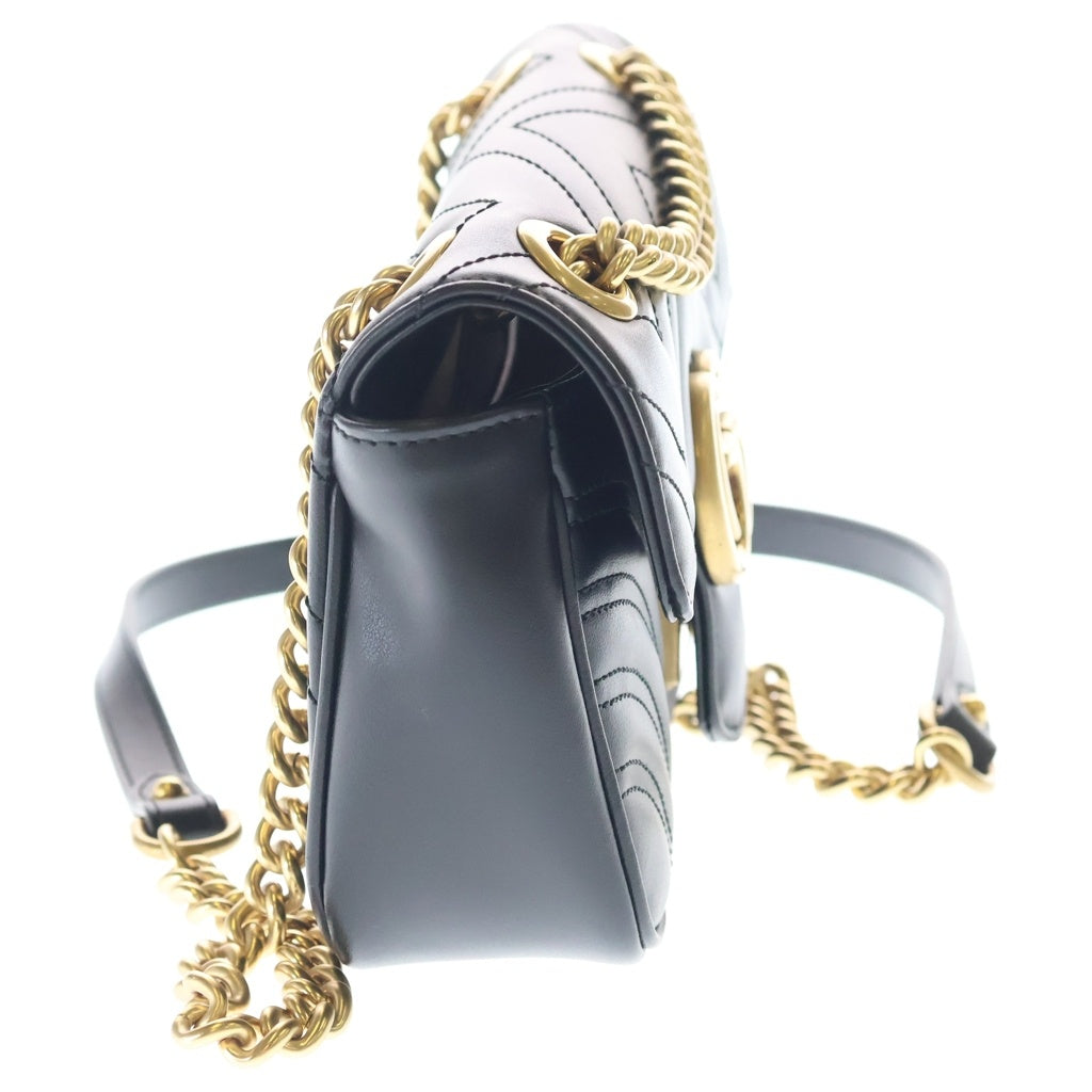 GUCCI(グッチ) GGマーモント レザー チェーンショルダーバッグ ブラック 446744 レディース