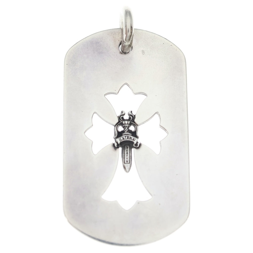 CHROME HEARTS(クロムハーツ) D TAG LRG CROSS DAGG カットアウトクロスダガー ラージドッグタグ ネックレストップ シルバー