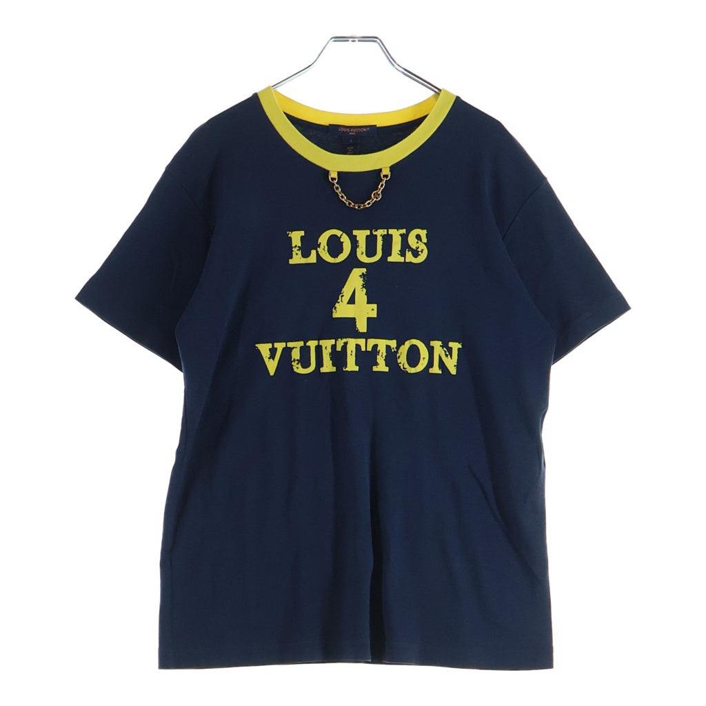 LOUIS VUITTON(ルイヴィトン) 23SS フロントロゴ チェーン半袖Tシャツ カットソー ネイビー RW232W UOL FPTS10 レディース