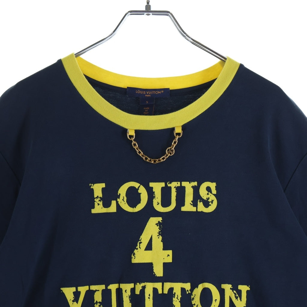 LOUIS VUITTON(ルイヴィトン) 23SS フロントロゴ チェーン半袖Tシャツ カットソー ネイビー RW232W UOL FPTS10 レディース