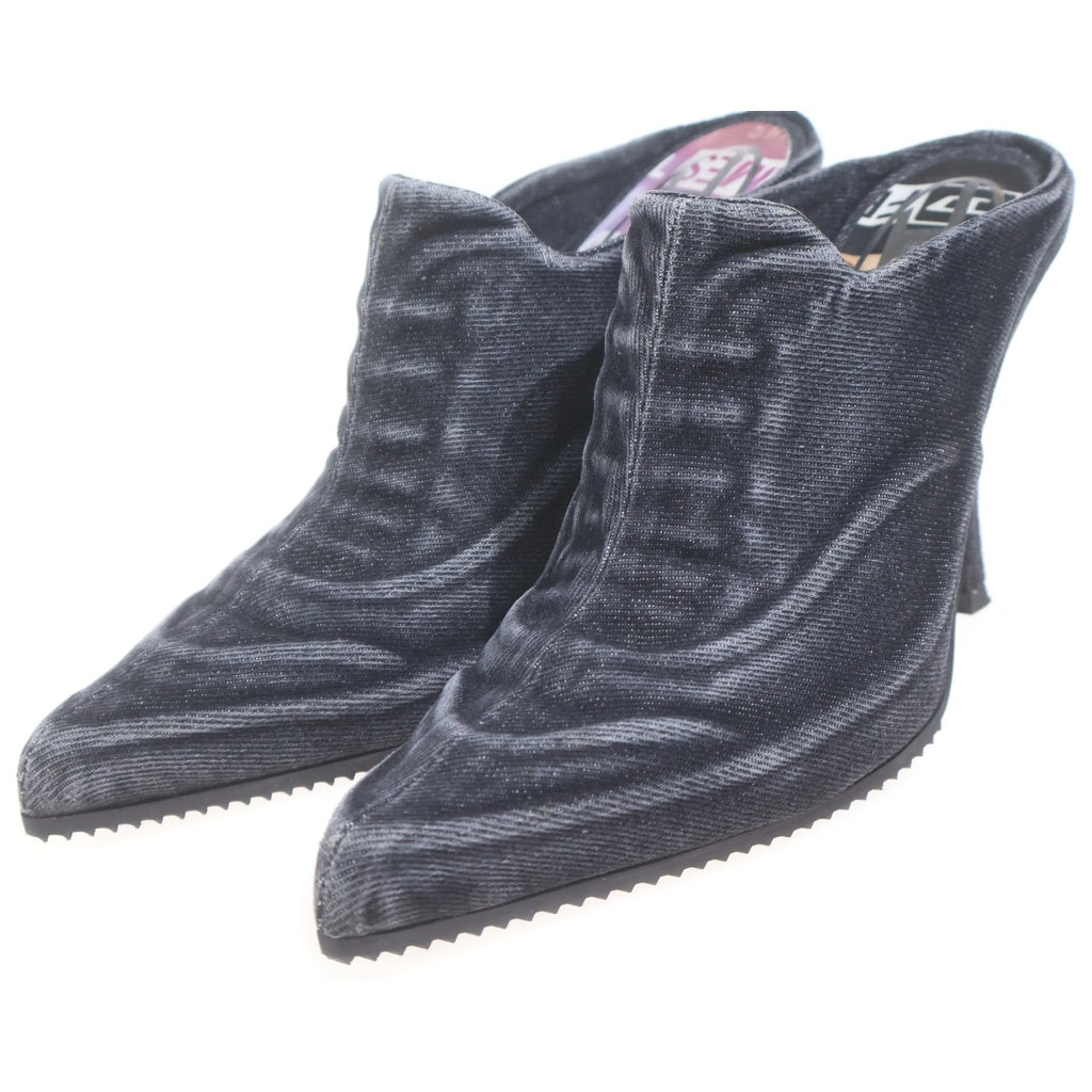 DIESEL(ディーゼル) ポインテッドトゥ ウォッシュデニム ピンヒール ブラック レディース