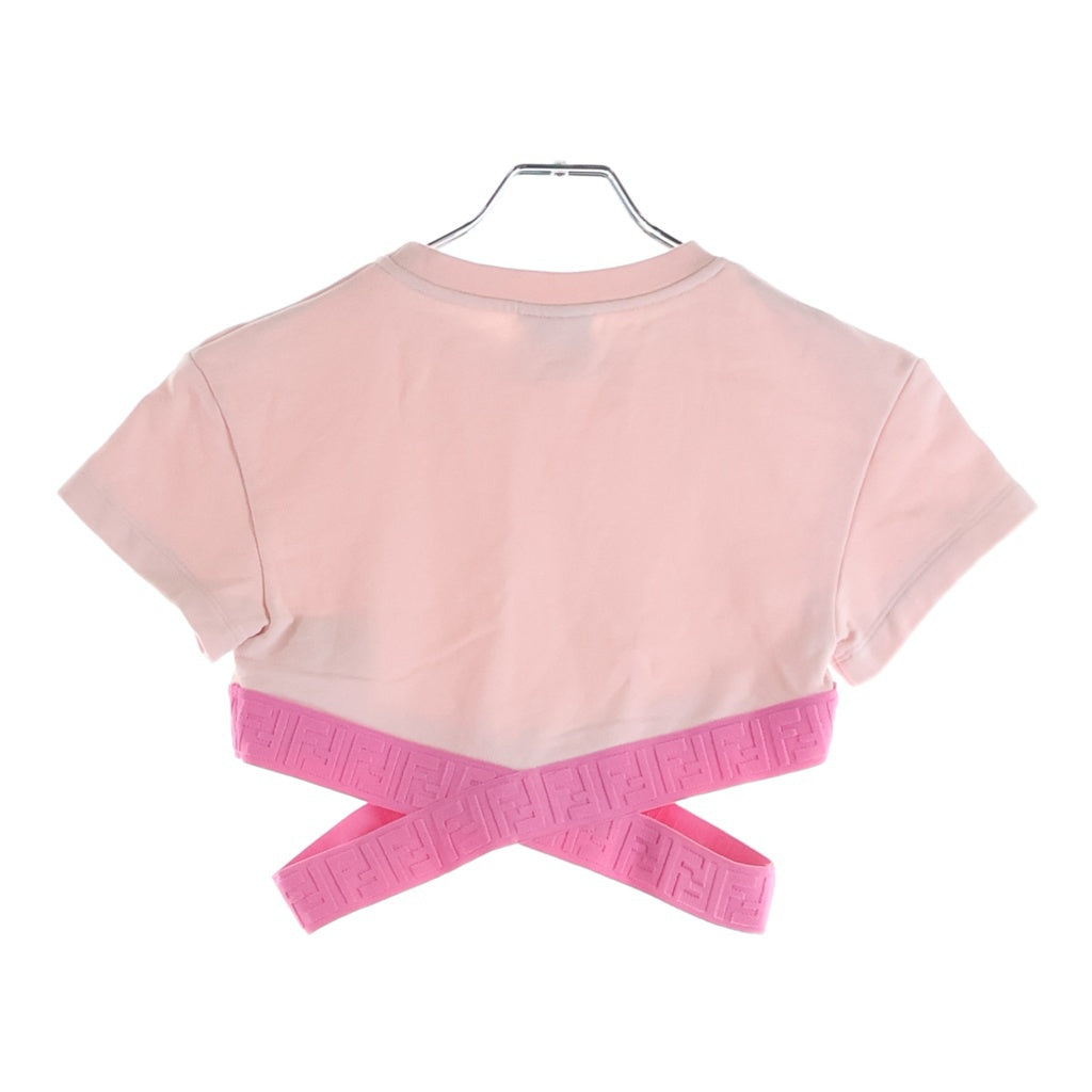 FENDI(フェンディ) FFロゴ クロップド短丈半袖Tシャツ ピンク JFI256 5V0 キッズ レディース