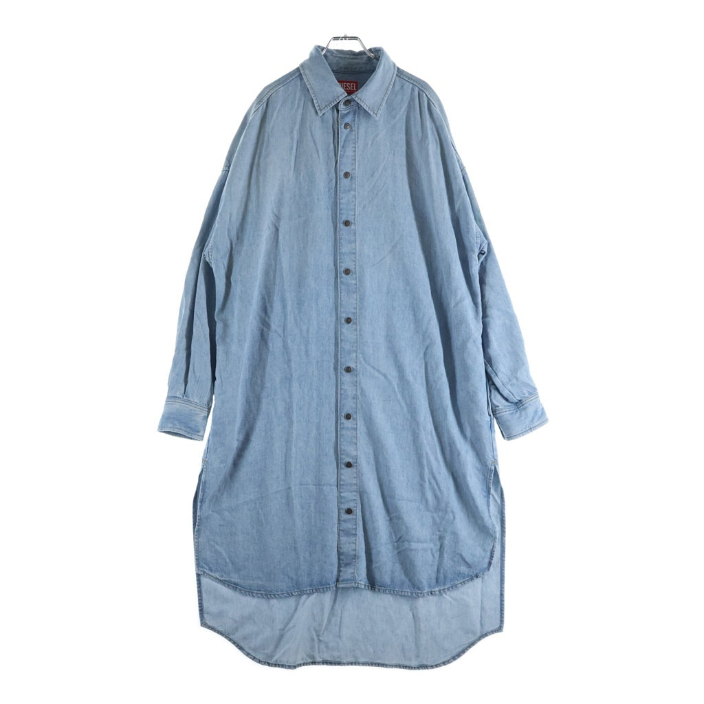 DIESEL(ディーゼル) バッグDロゴ 長袖ロングシャツ ワンピース ライトブルー A113870TGAQ レディース
