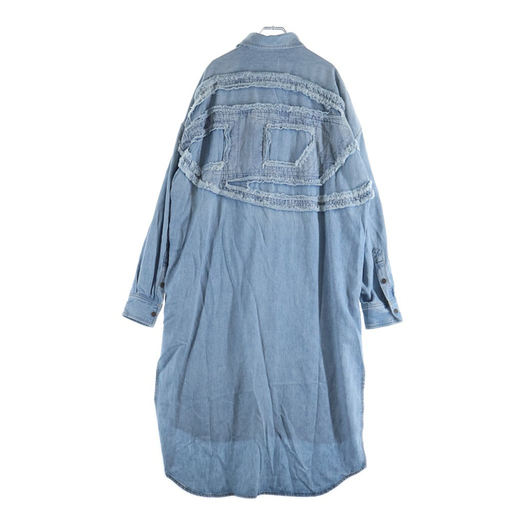 DIESEL(ディーゼル) バッグDロゴ 長袖ロングシャツ ワンピース ライトブルー A113870TGAQ レディース