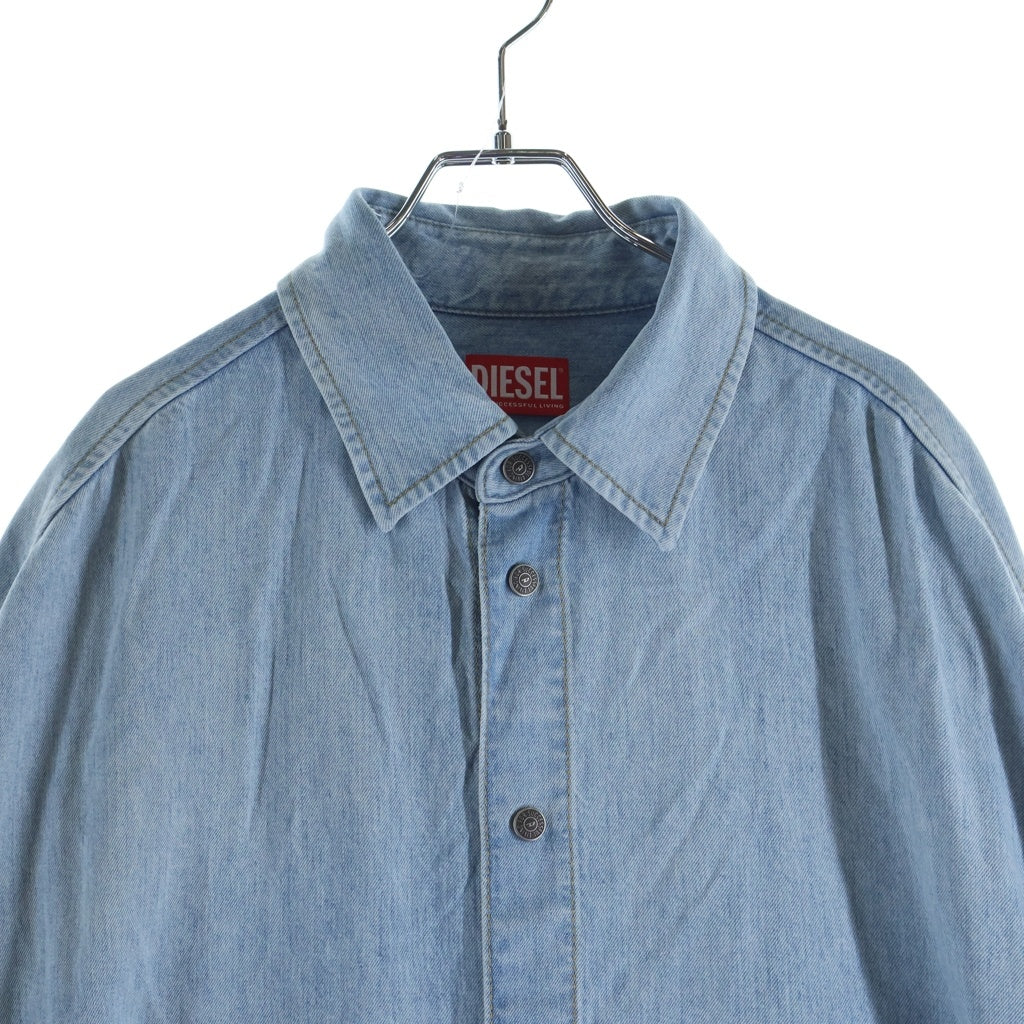 DIESEL(ディーゼル) バッグDロゴ 長袖ロングシャツ ワンピース ライトブルー A113870TGAQ レディース