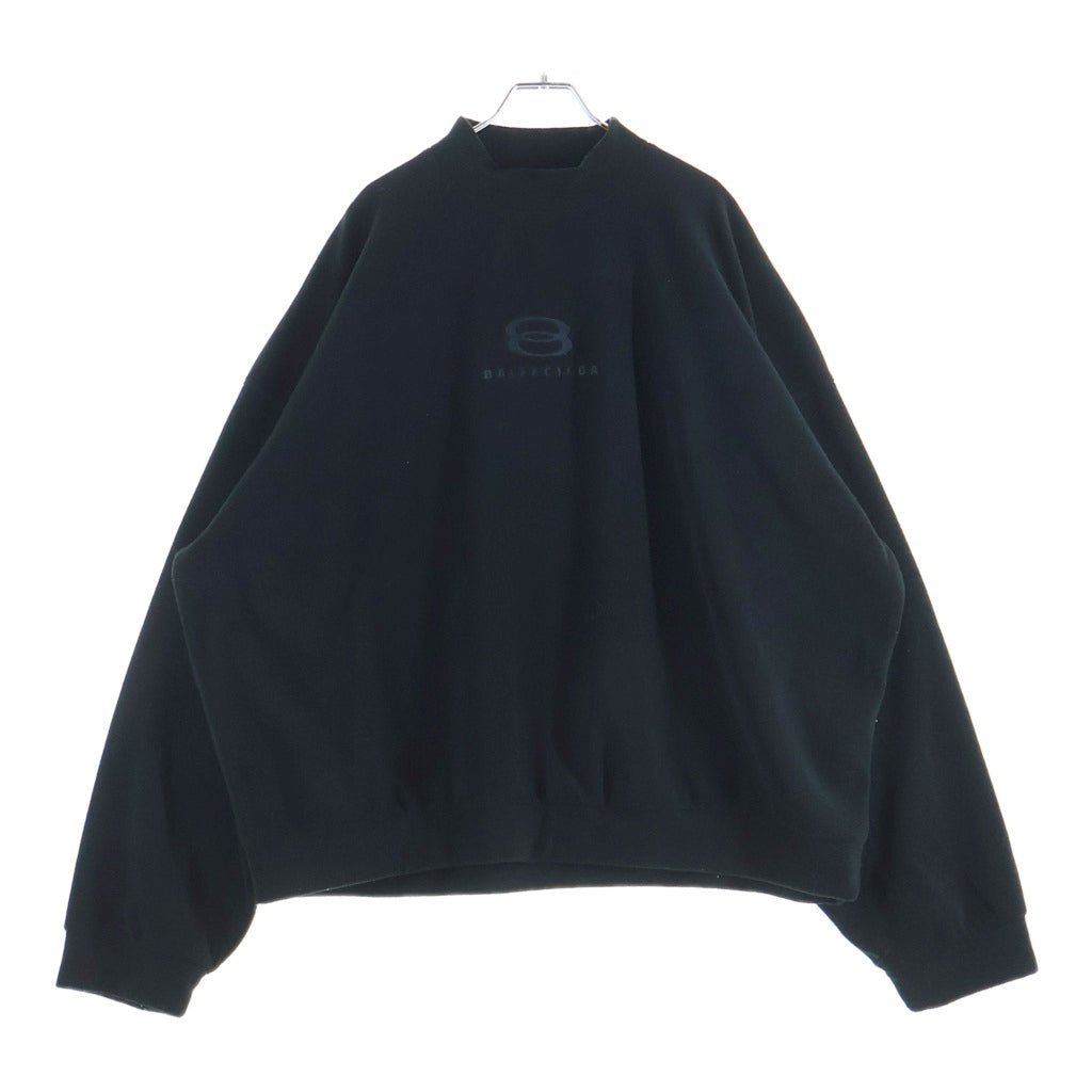 BALENCIAGA(バレンシアガ) 23AW Unity Sports Icon Sweatshirt ボア素材 モックネックスウェットトレーナー ブラック