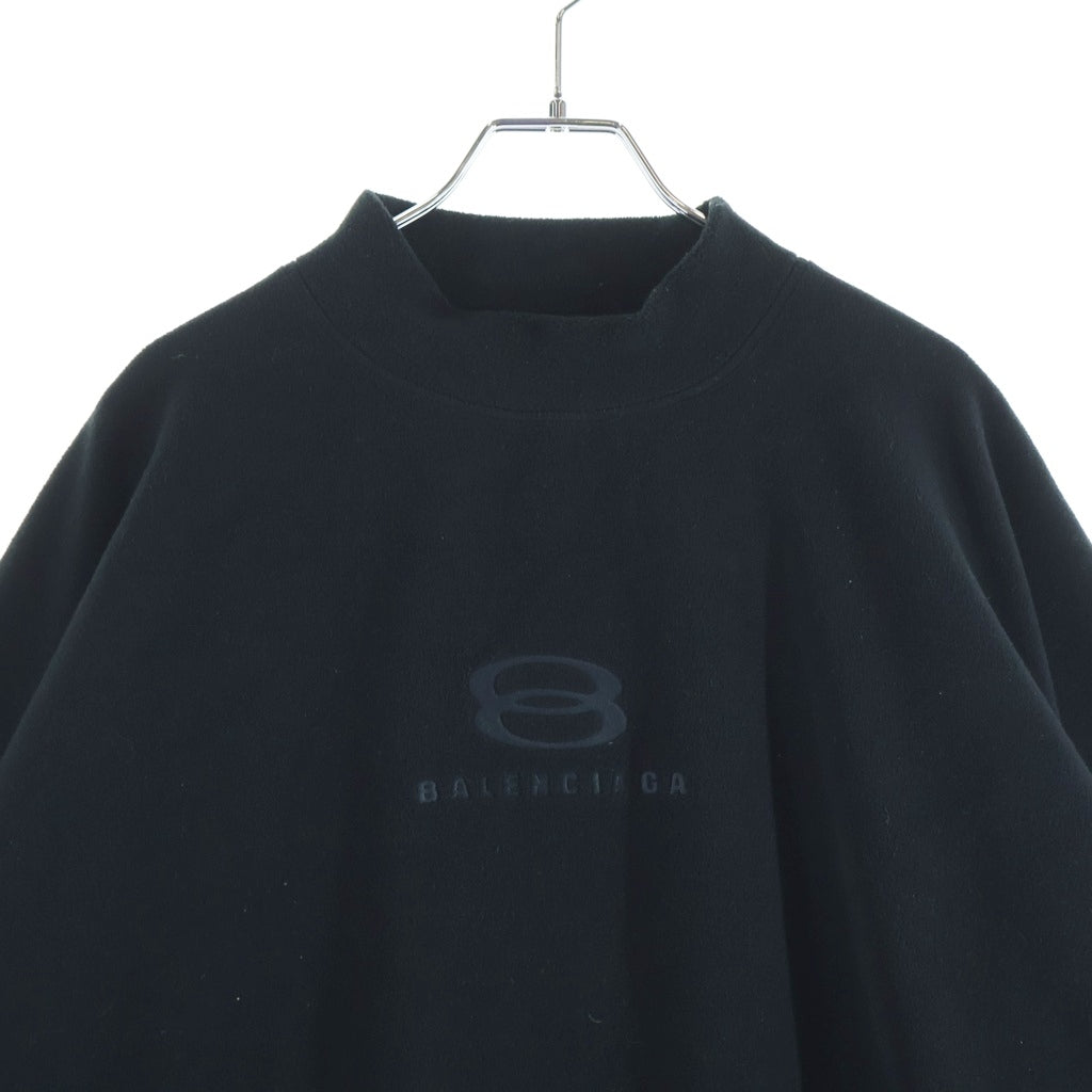 BALENCIAGA(バレンシアガ) 23AW Unity Sports Icon Sweatshirt ボア素材 モックネックスウェットトレーナー ブラック