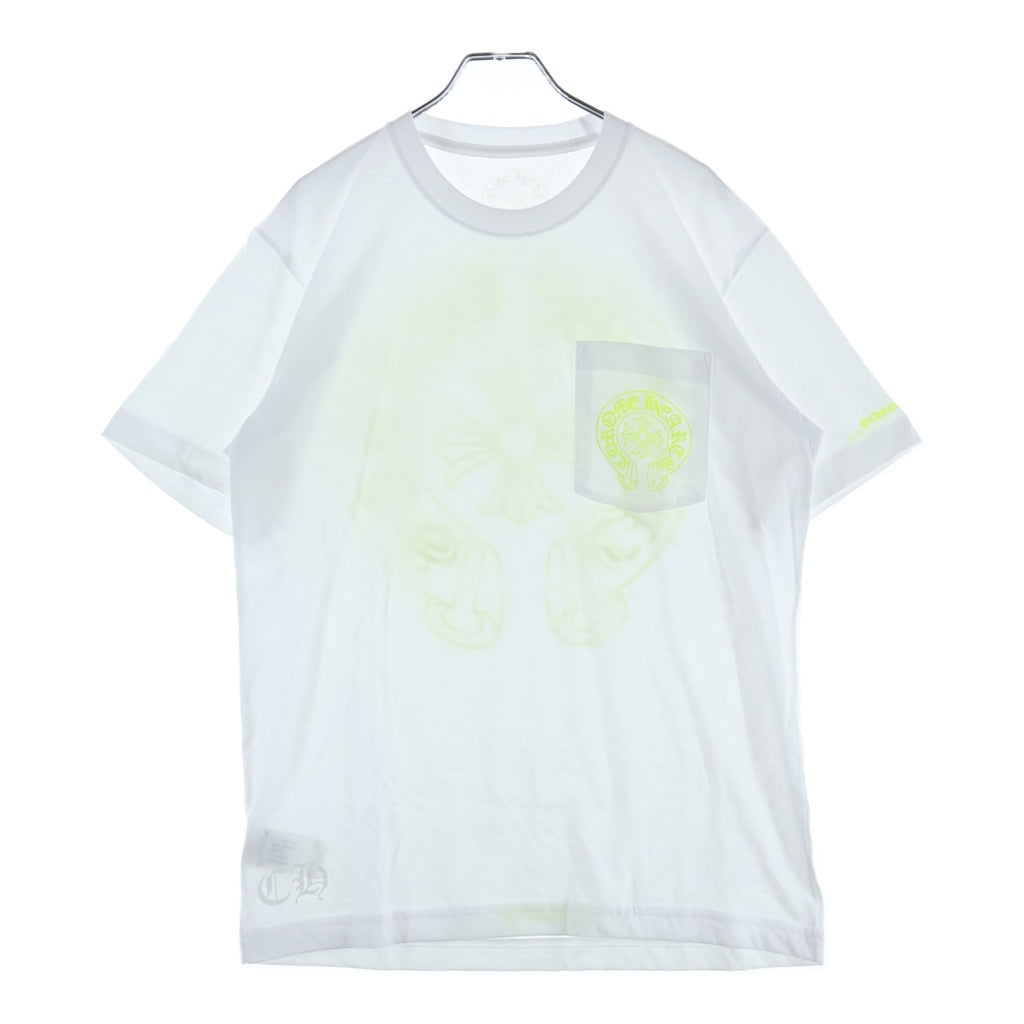 CHROME HEARTS(クロムハーツ) Neon Yellow Horseshoe S/S Tee ネオンイエロー ホースシュー 半袖Tシャツ ホワイト/イエロー