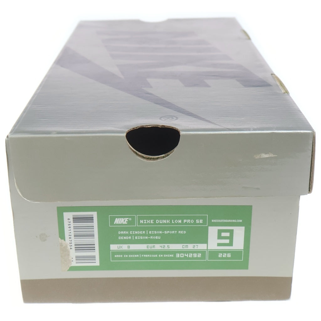 NIKE SB(ナイキエスビー) 【観賞用 2003年製】DUNK LOW PRO BISON 304292-226 ダンク バイソン つま赤 ローカットスニーカー US9/27.0cm レッド/ブラウン