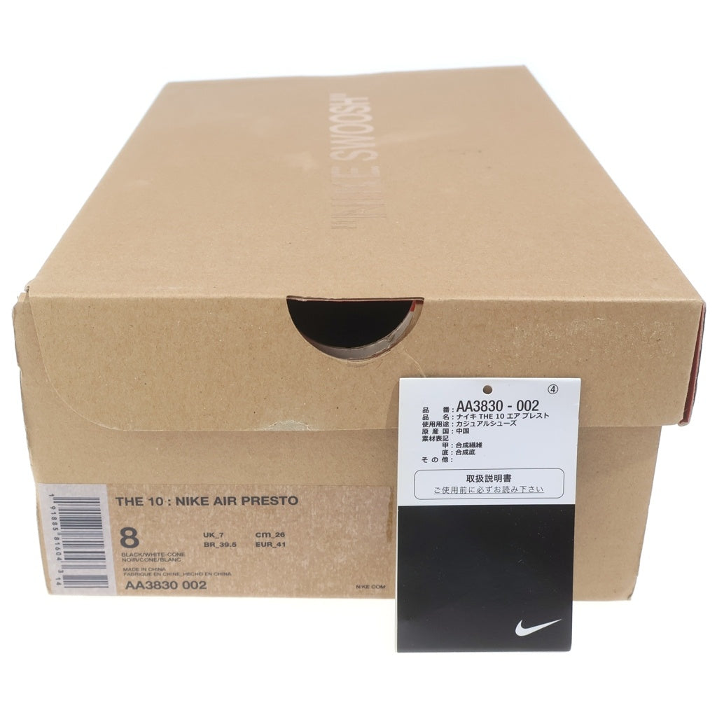 NIKE(ナイキ) ×OFF-WHITE AIR PRESTO AA3830-002 オフホワイト エアプレスト ローカットスニーカー US8/26.0cm ブラック