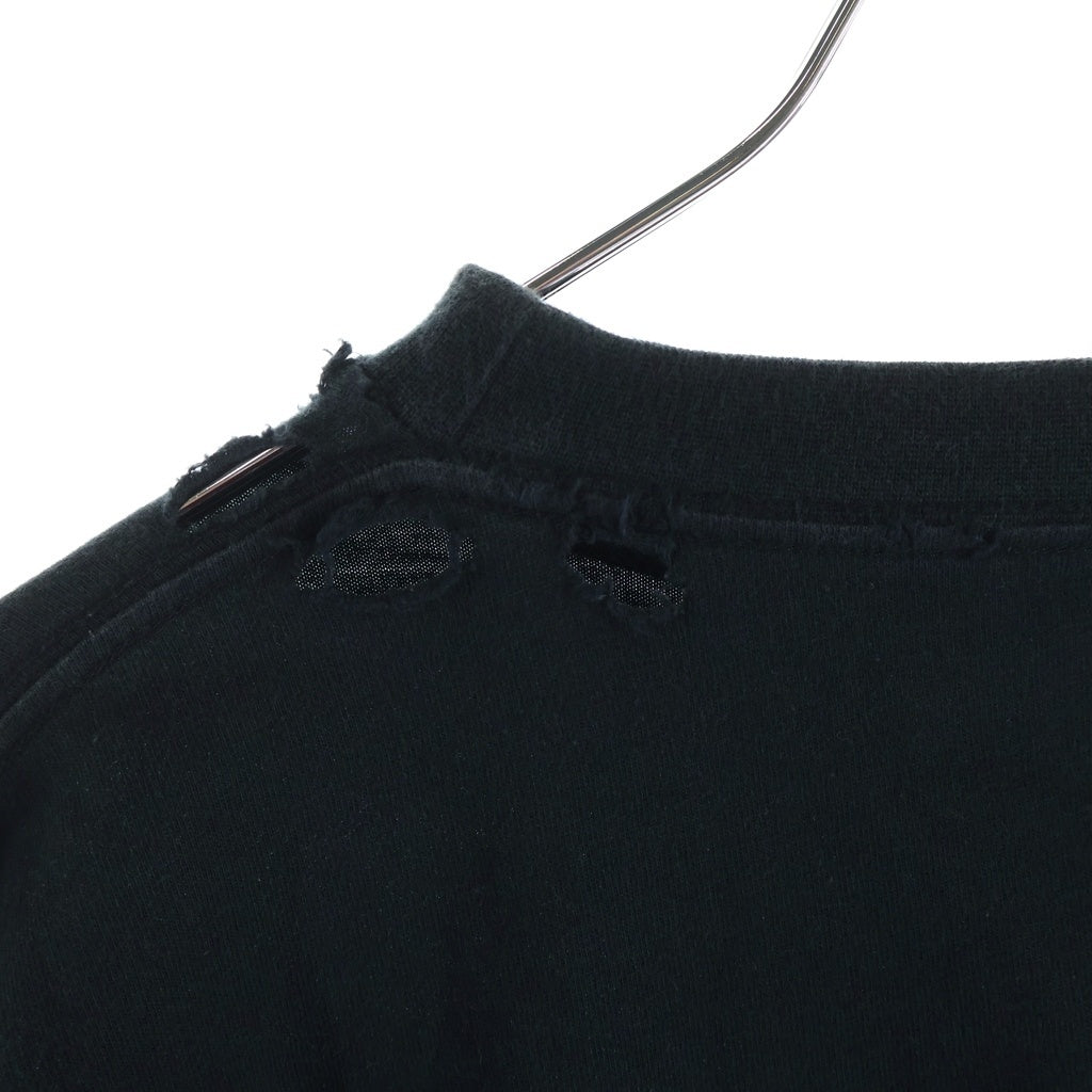 BALENCIAGA(バレンシアガ) 22AW Pre Owned BBロゴ ダメージ加工 ロングスリーブカットソー 長袖Tシャツ 699191 ブラック